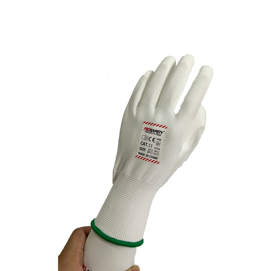 13 needle white polyester palm immersed white PU